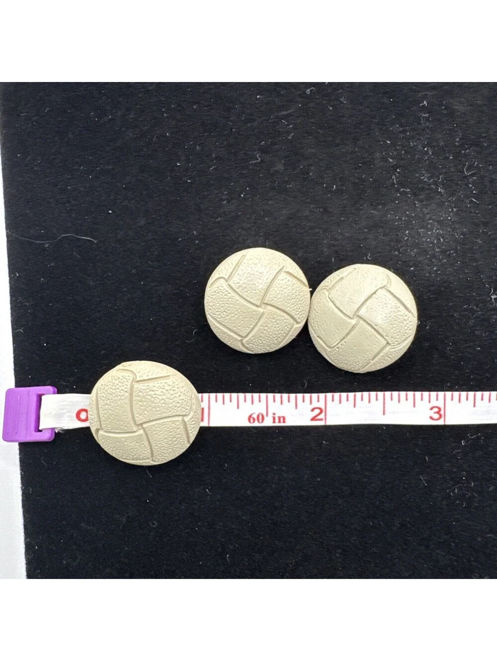 Set of Three Vintage Aran Football Buttons Cream 1”